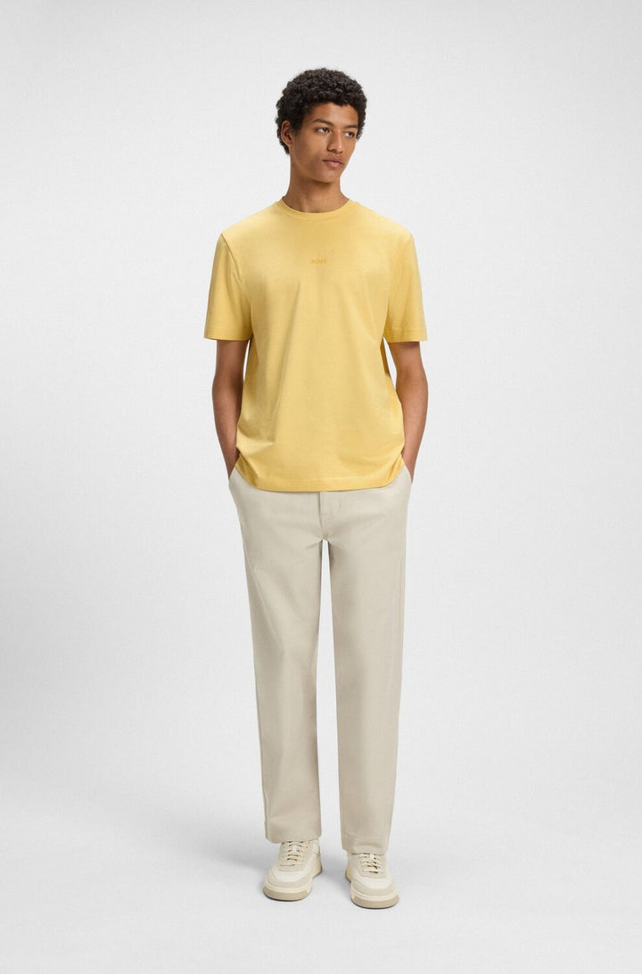 BOSS Orange Togn T-shirt – Geel-96% katoen, 4% elastaan-HEREN POLO'S & T-SHIRTS-Zilver