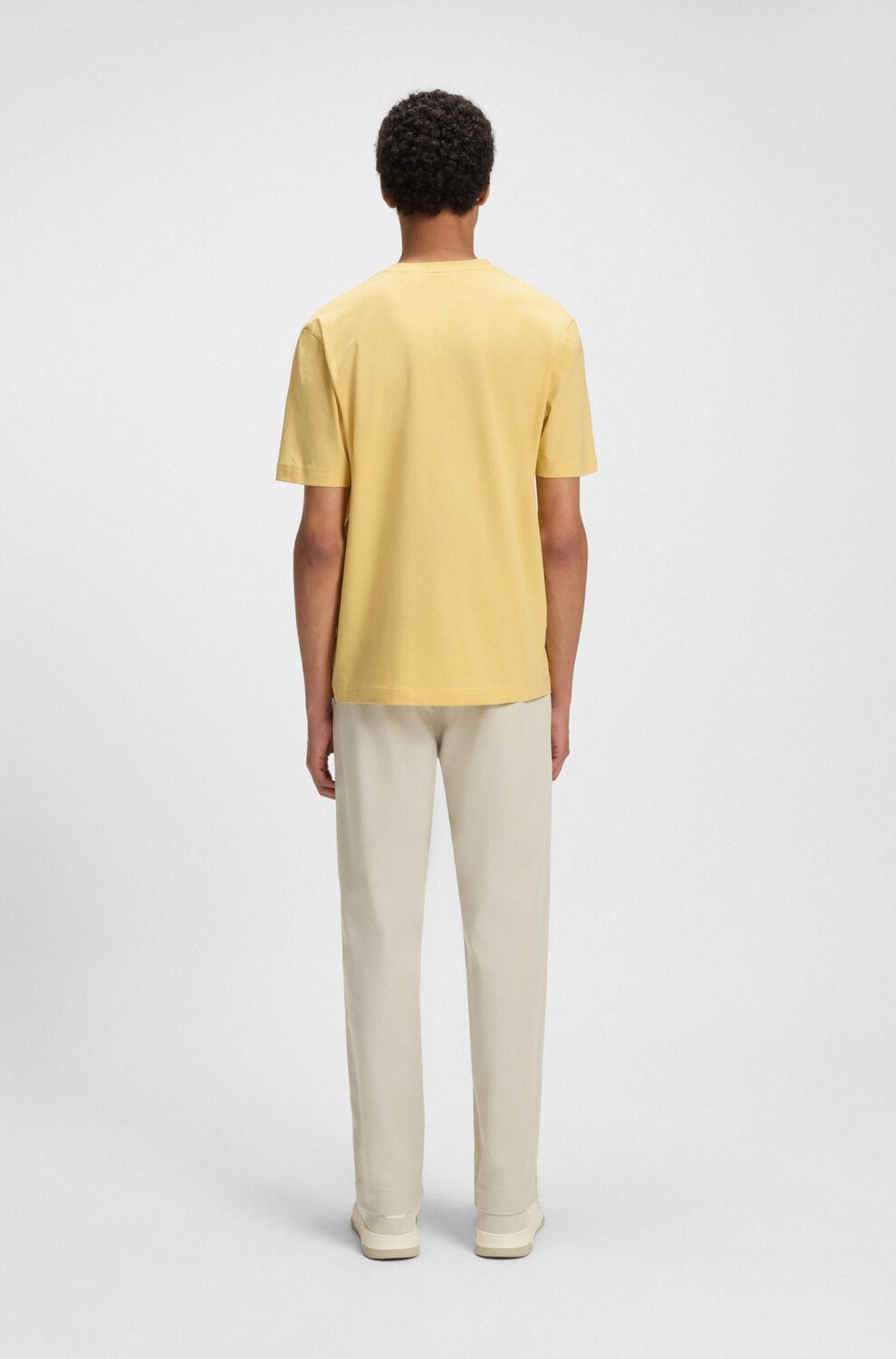 BOSS Orange Togn T-shirt – Geel-96% katoen, 4% elastaan-HEREN POLO'S & T-SHIRTS-Zilver