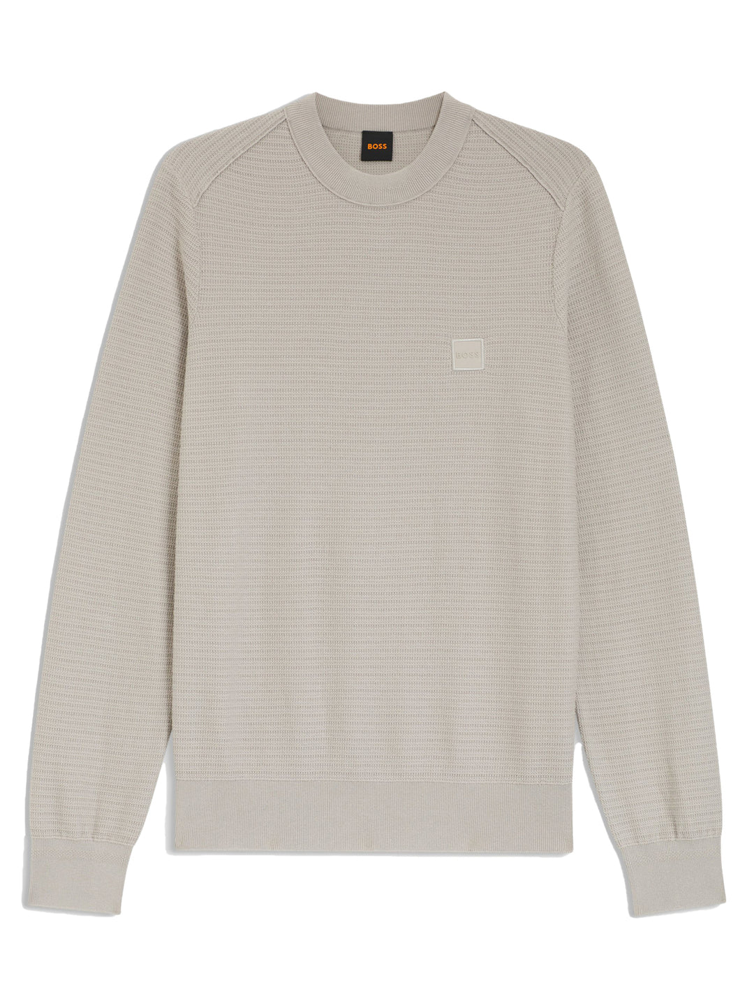 BOSS Orange Trui Arion S Ronde Hals – Grijs-95% katoen, 5% cashmere-HEREN TRUIEN & VESTEN-Grijs