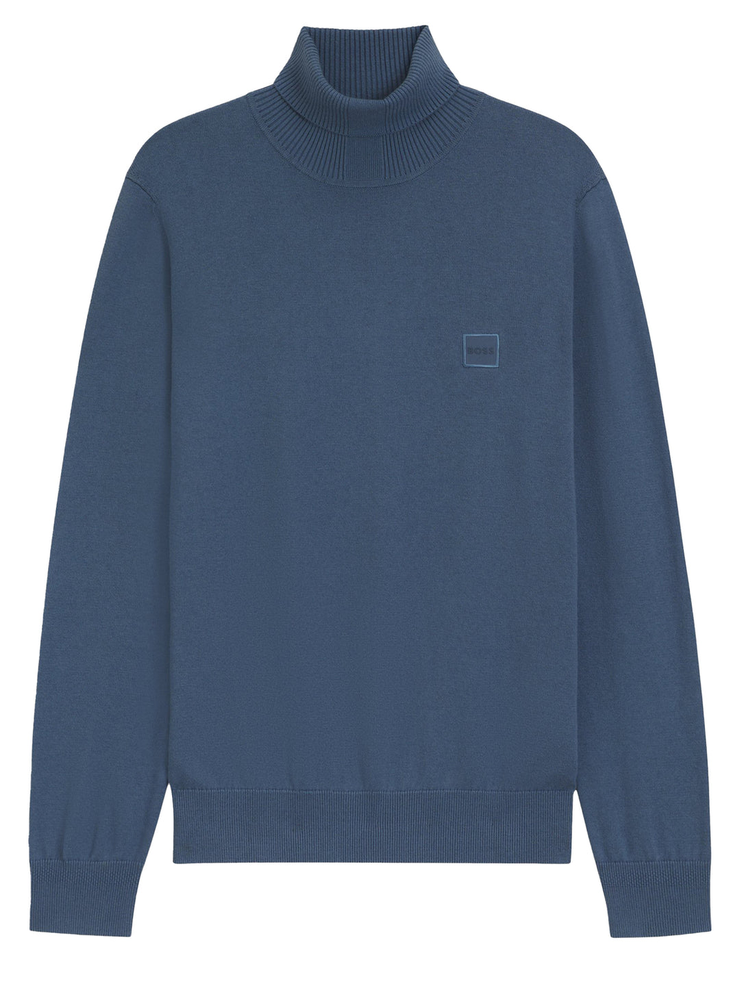 BOSS Orange Trui Col – Blauw-95% katoen, 5% cashmere-HEREN TRUIEN & VESTEN-Blauw