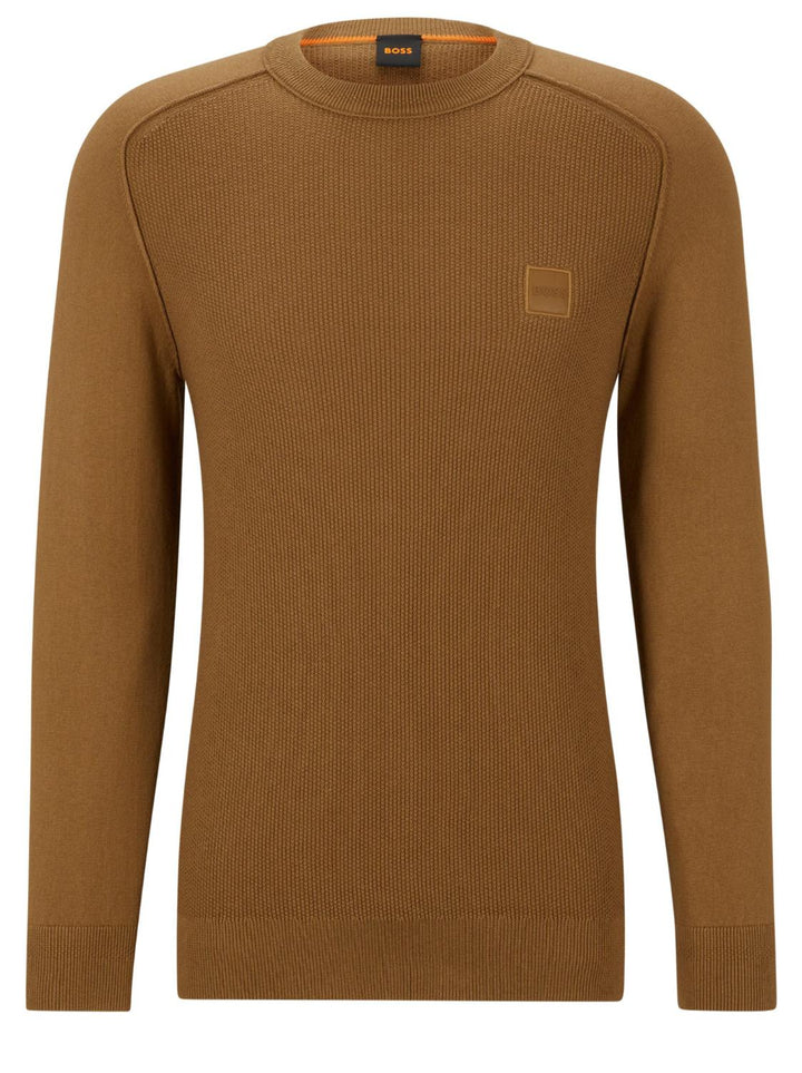 BOSS Orange trui KESOM-95% katoen, 5% kashmier-HEREN TRUIEN & VESTEN-Beige