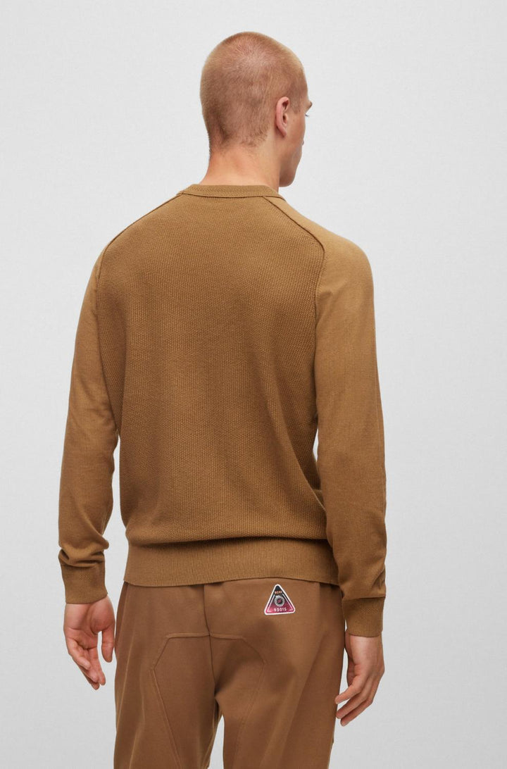 BOSS Orange trui KESOM-95% katoen, 5% kashmier-HEREN TRUIEN & VESTEN-Beige