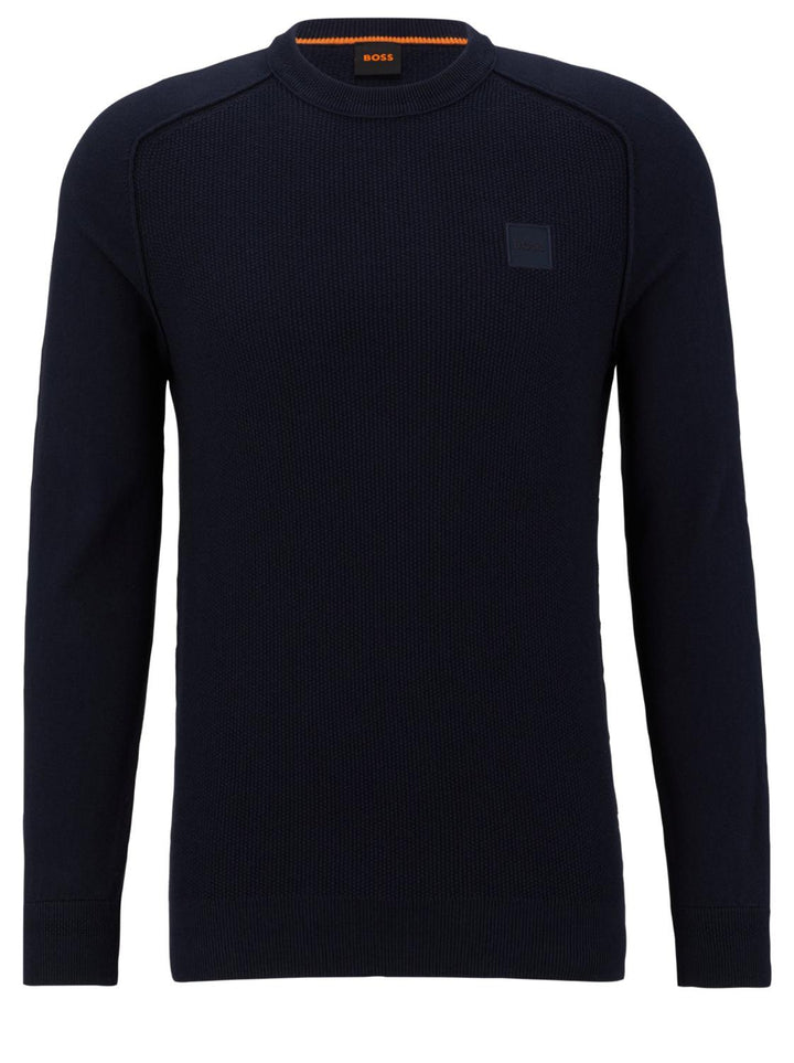 BOSS Orange trui KESOM blauw-95% katoen, 5% kashmier-HEREN TRUIEN & VESTEN-Blauw