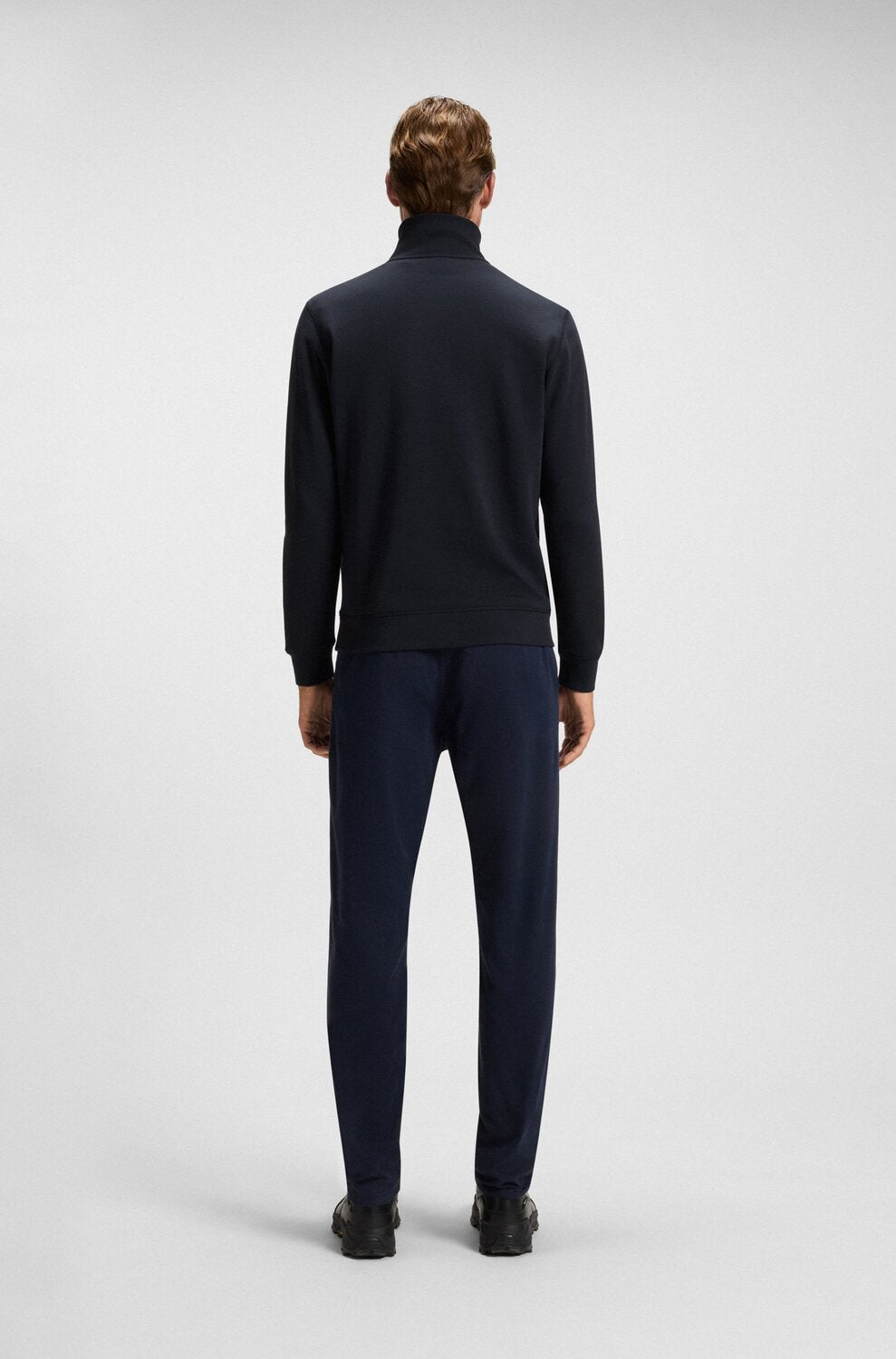 BOSS Orange Wollen Ritsvest – Blauw-99% katoen, 1% elasthaan-HEREN TRUIEN & VESTEN-Blauw