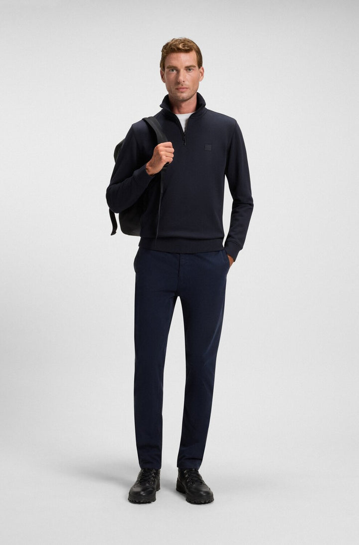 BOSS Orange Wollen Ritsvest – Blauw-99% katoen, 1% elasthaan-HEREN TRUIEN & VESTEN-Blauw