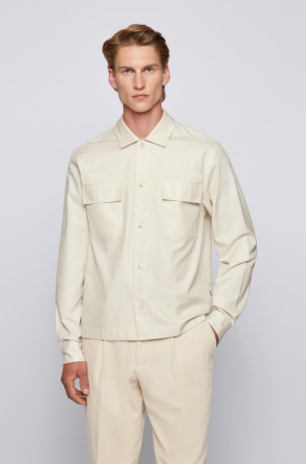 BOSS overshirt-HEREN SHIRTS-Beige