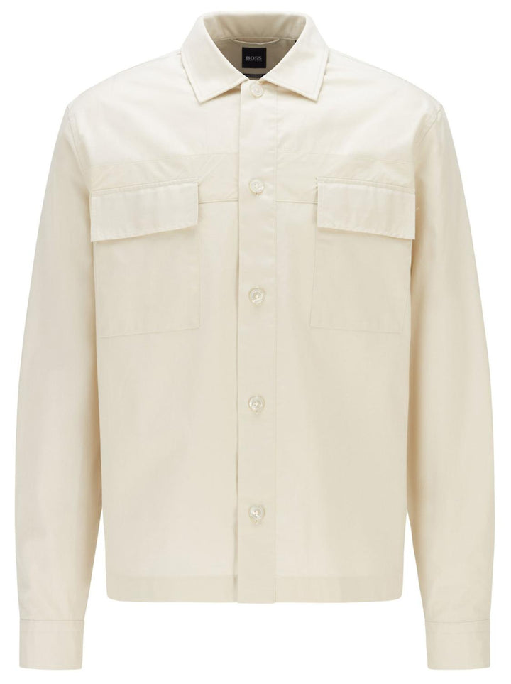 BOSS overshirt-HEREN SHIRTS-Beige