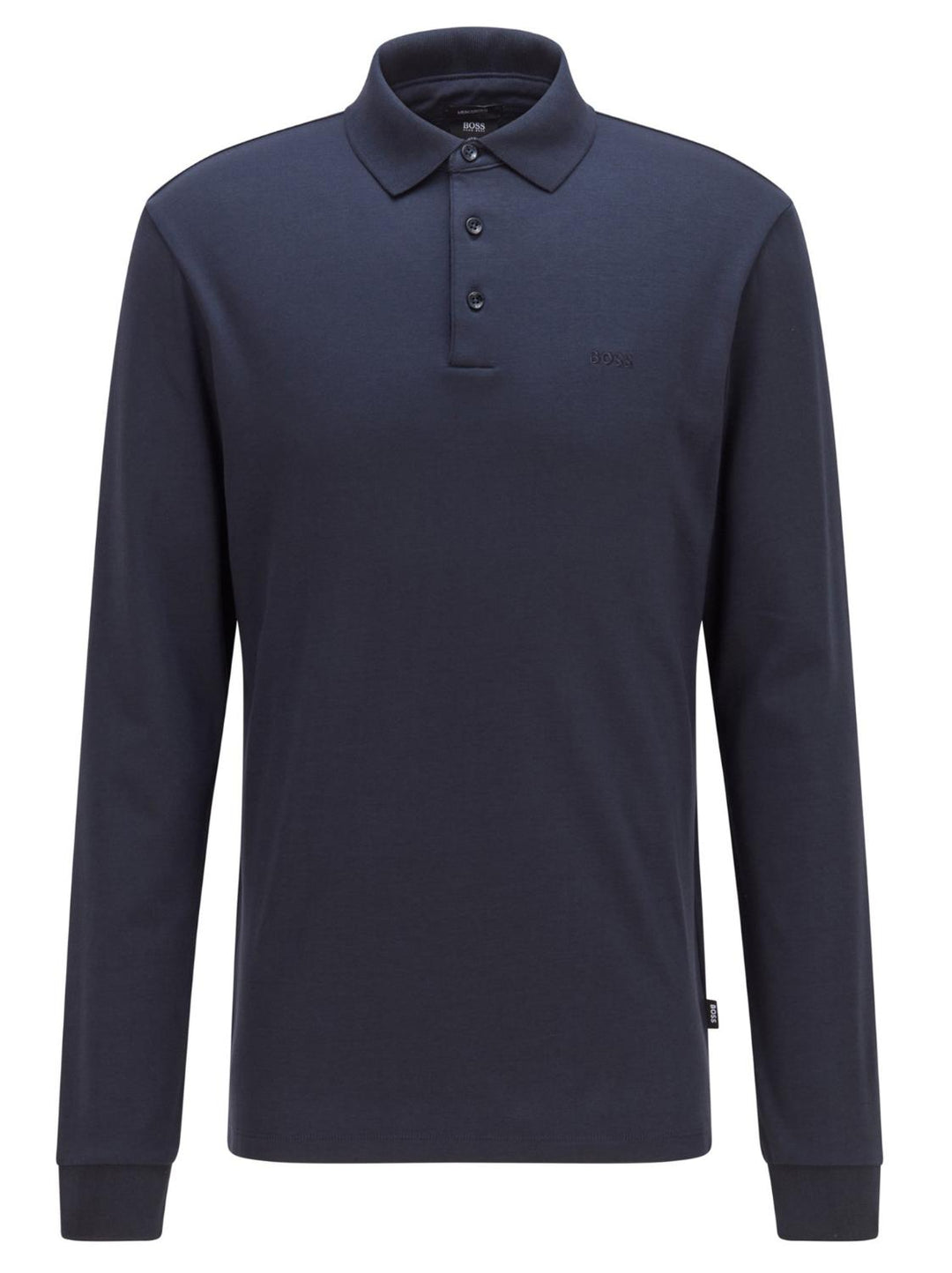 BOSS PADO polo lange mouw-100% Katoen, Kraag: 100% Katoen-HEREN POLO'S & T-SHIRTS-Blauw