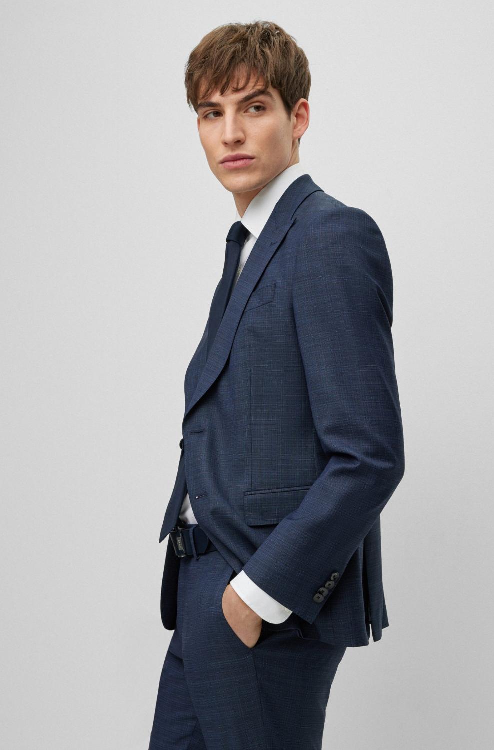 BOSS pak H-HUGE-PEAK-232-99% wol, 1% elasthaan-HEREN PAKKEN & COLBERTS-Blauw