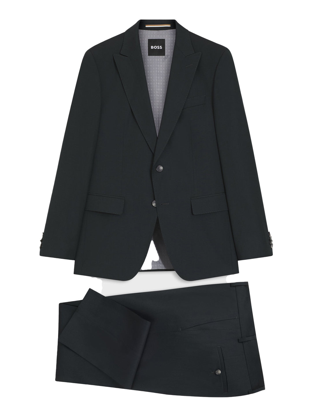 BOSS Pak Tweedelig Slim Fit – Groen-57% wol, 40% viscose, 3% elastaan-HEREN PAKKEN & COLBERTS-Groen
