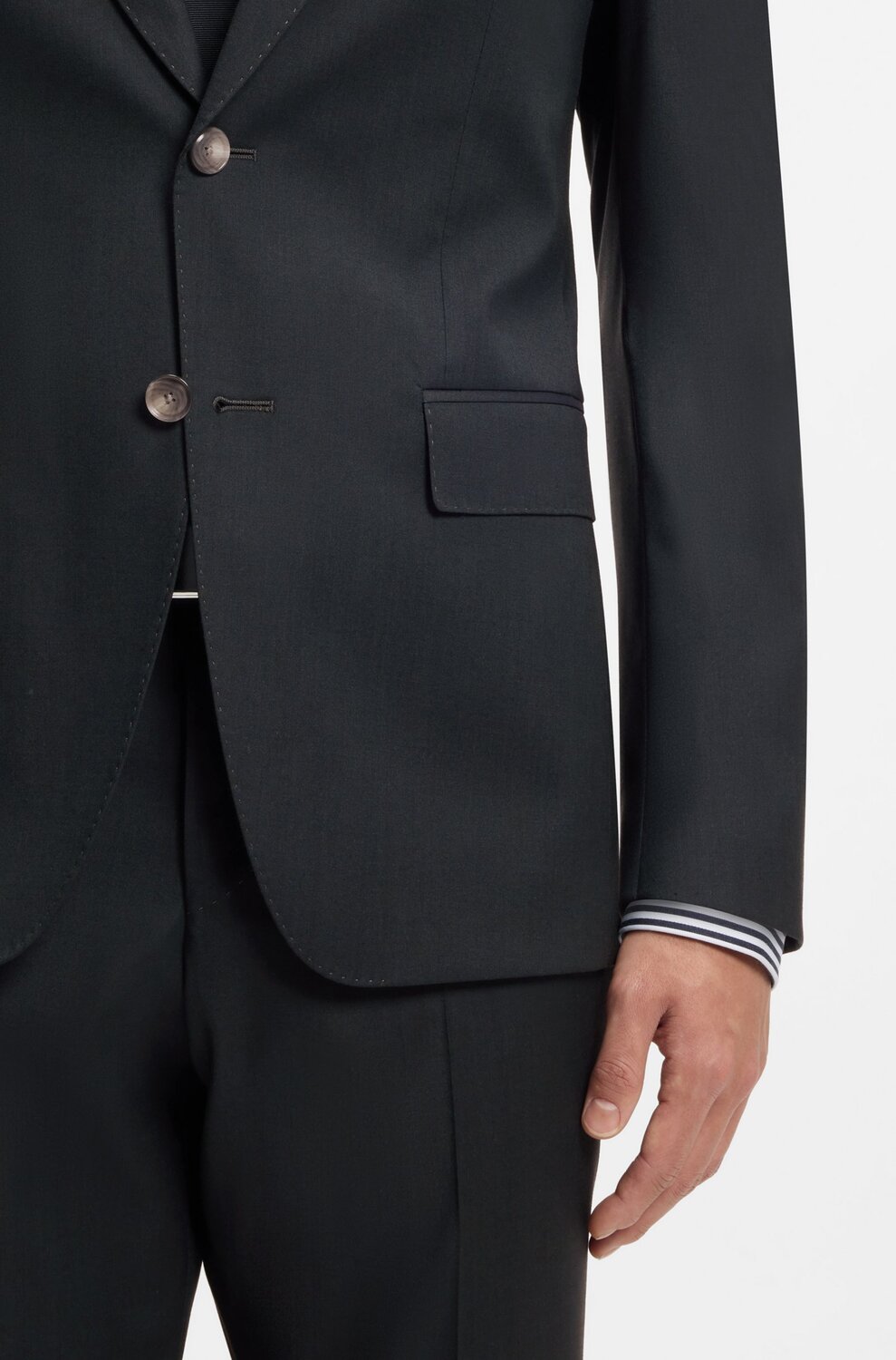 BOSS Pak Tweedelig Slim Fit – Groen-57% wol, 40% viscose, 3% elastaan-HEREN PAKKEN & COLBERTS-Groen