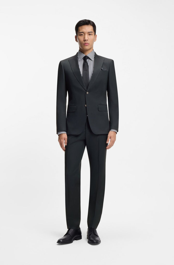 BOSS Pak Tweedelig Slim Fit – Groen-57% wol, 40% viscose, 3% elastaan-HEREN PAKKEN & COLBERTS-Groen