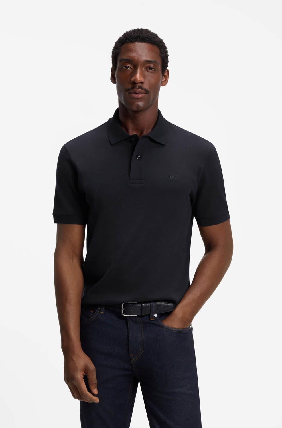 BOSS Pallas polo – Blauw-100% katoen-HEREN POLO'S & T-SHIRTS-Blauw