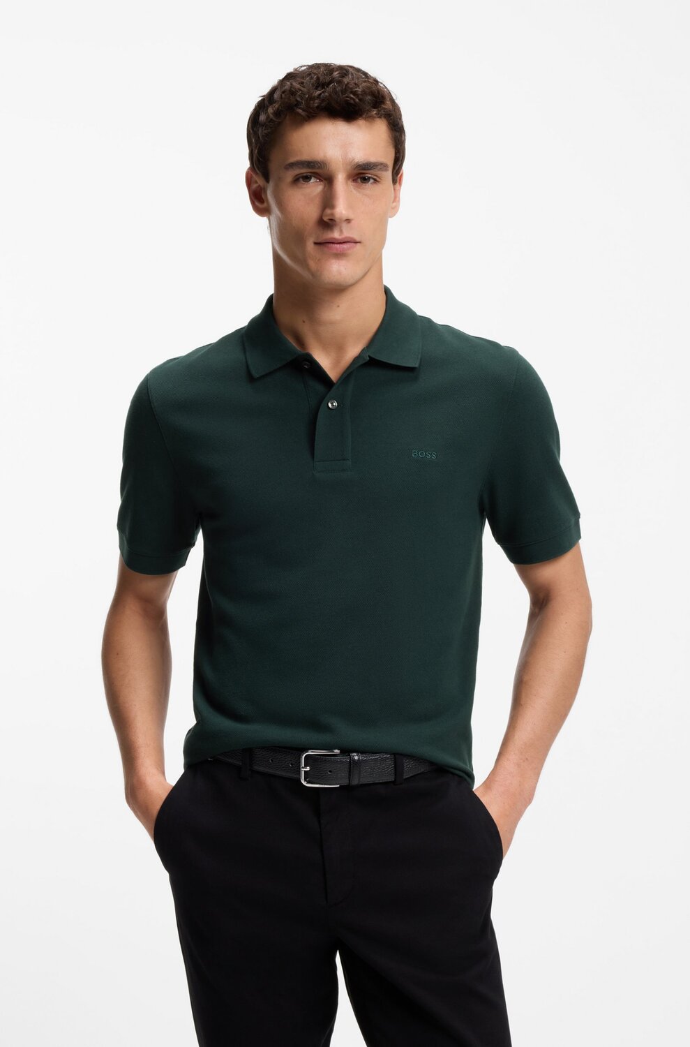 BOSS Pallas polo – Groen-100% katoen-HEREN POLO'S & T-SHIRTS-Groen