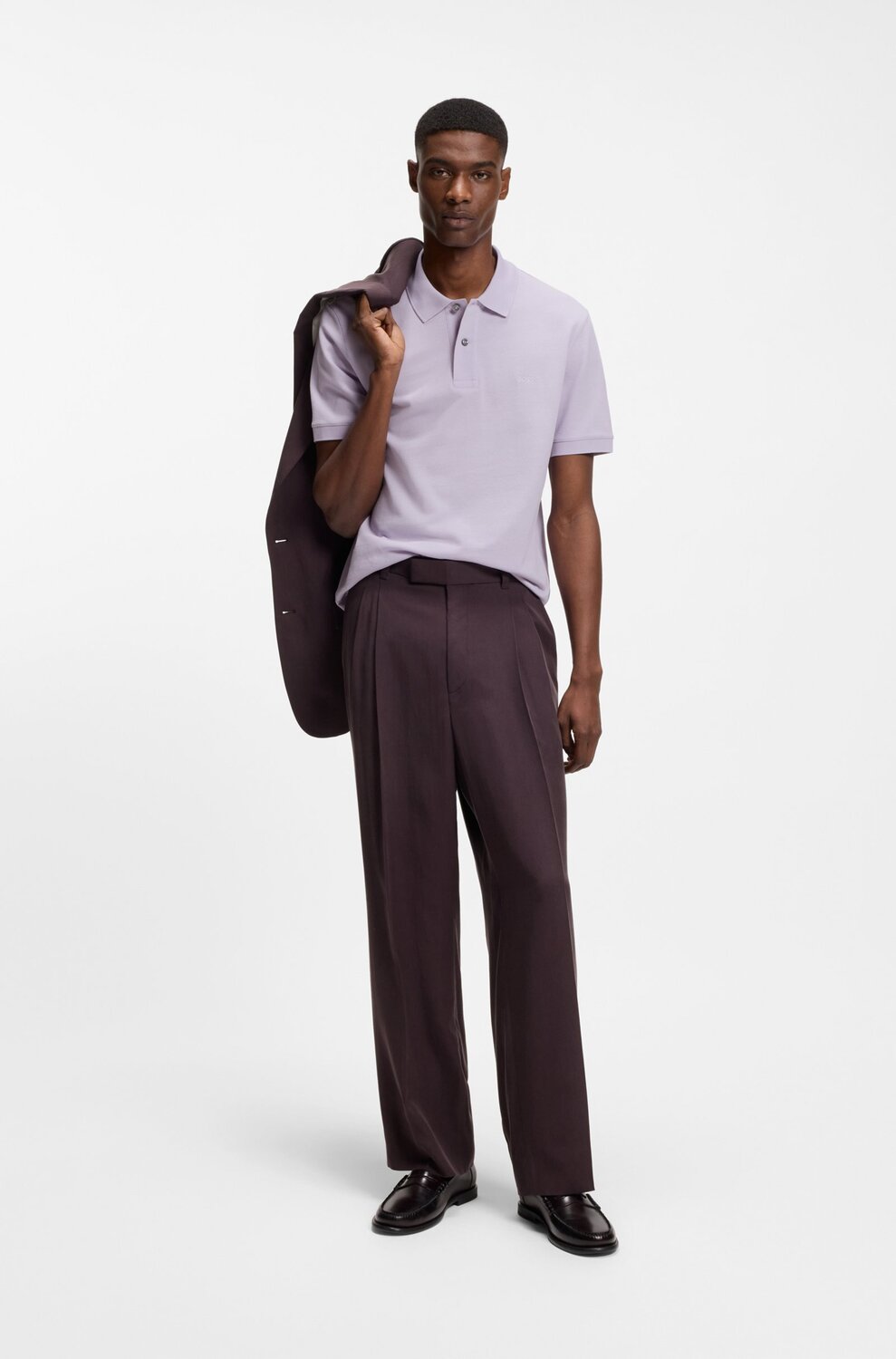BOSS Pallas polo – Paars -100% katoen-HEREN POLO'S & T-SHIRTS-Paars