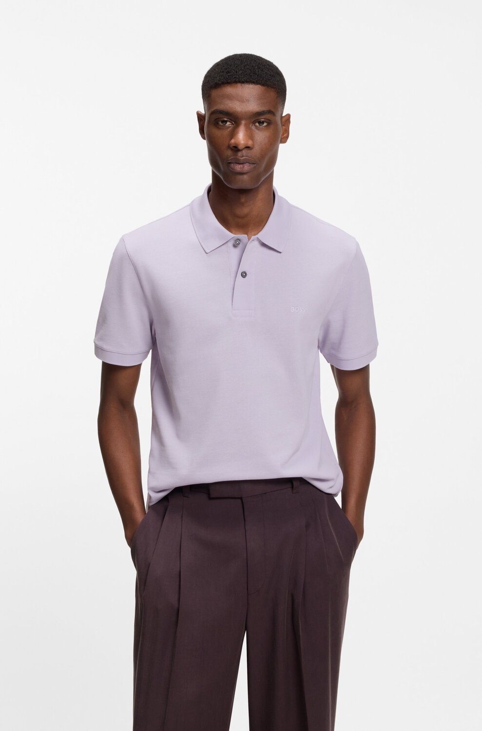 BOSS Pallas polo – Paars -100% katoen-HEREN POLO'S & T-SHIRTS-Paars