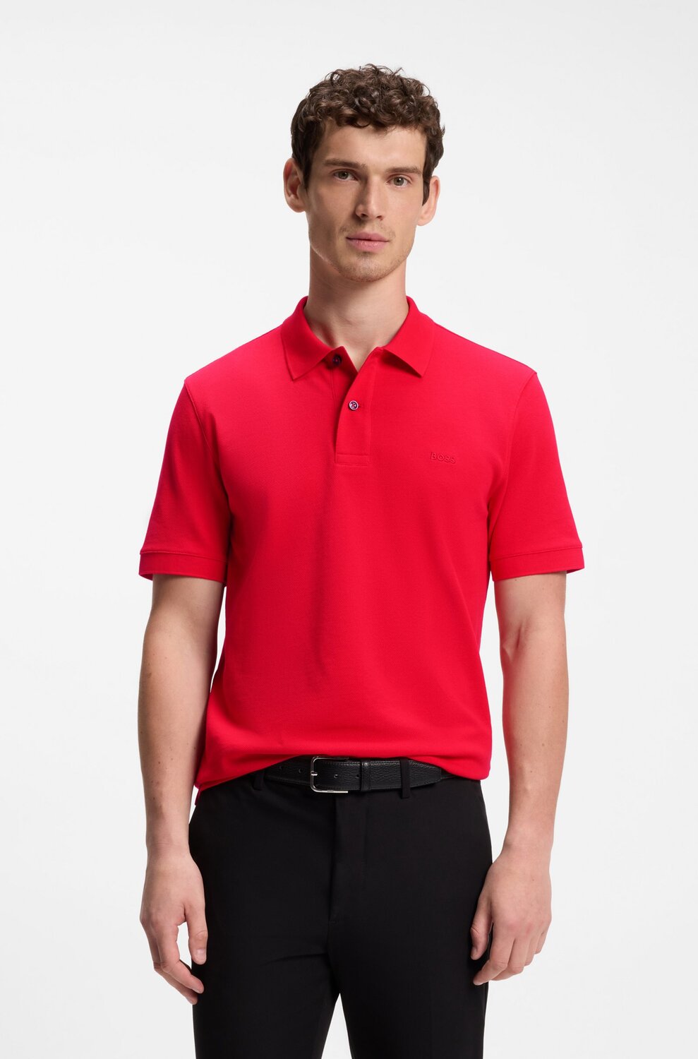 BOSS Pallas polo – Rood-100% katoen-HEREN POLO'S & T-SHIRTS-Rood