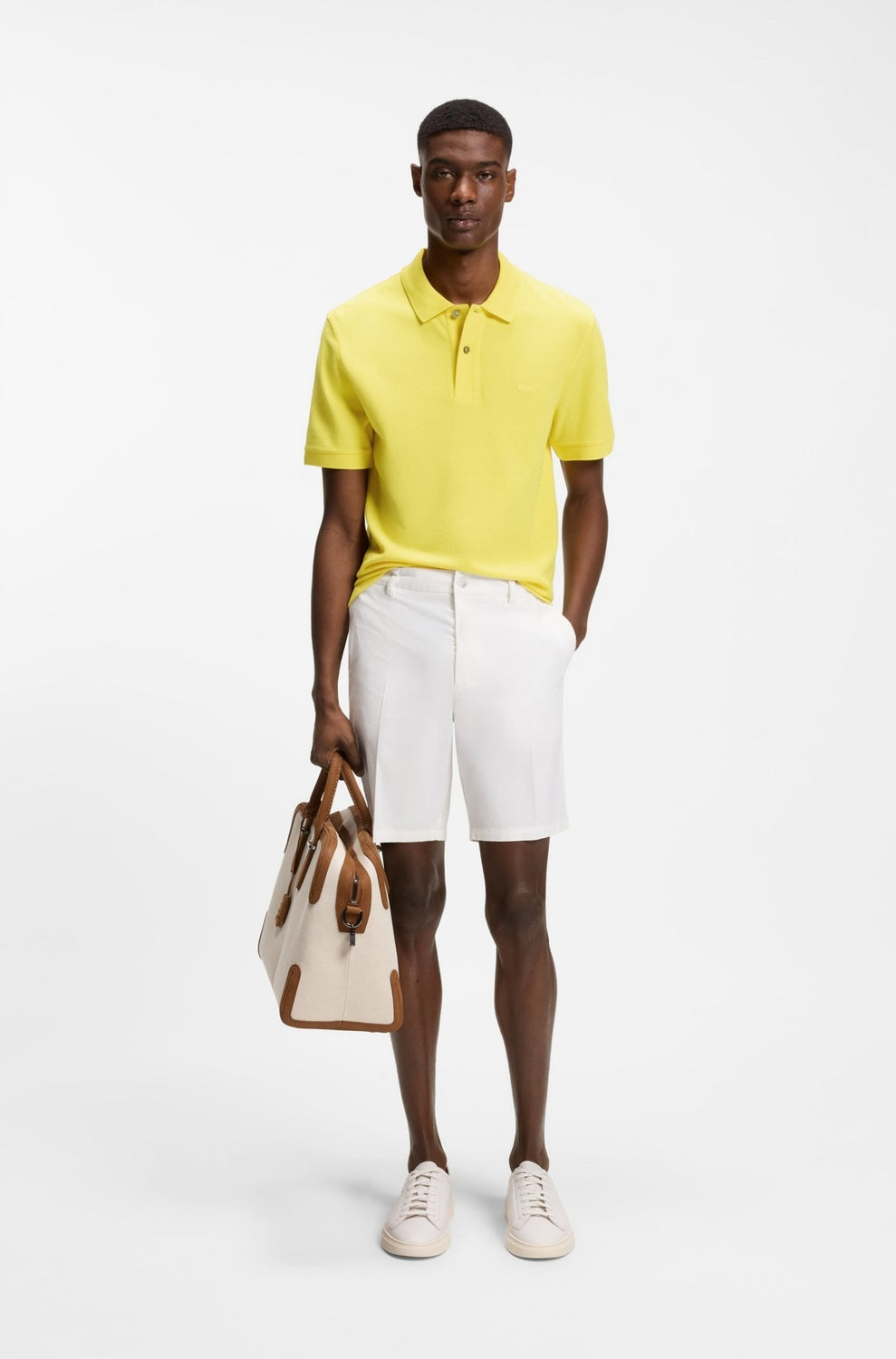 BOSS Pallas Slim-Fit Polo – Geel-95% katoen, 5% elastaan-HEREN POLO'S & T-SHIRTS-Geel