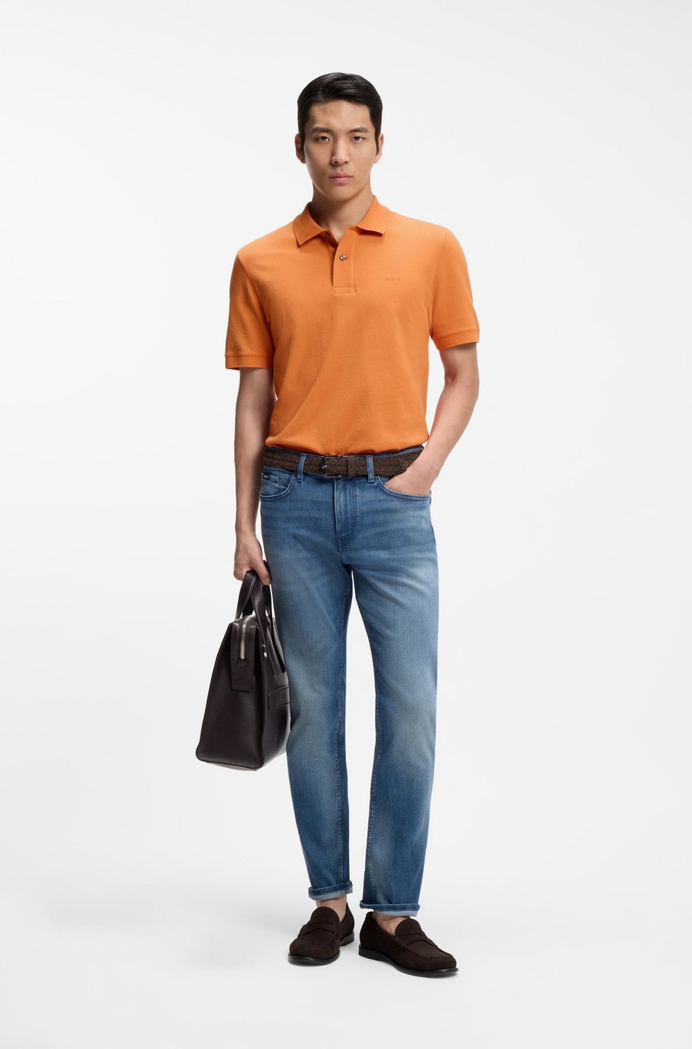 BOSS Pallas Slim-Fit Polo – Oranje-95% katoen, 5% elastaan-HEREN POLO'S & T-SHIRTS-Oranje