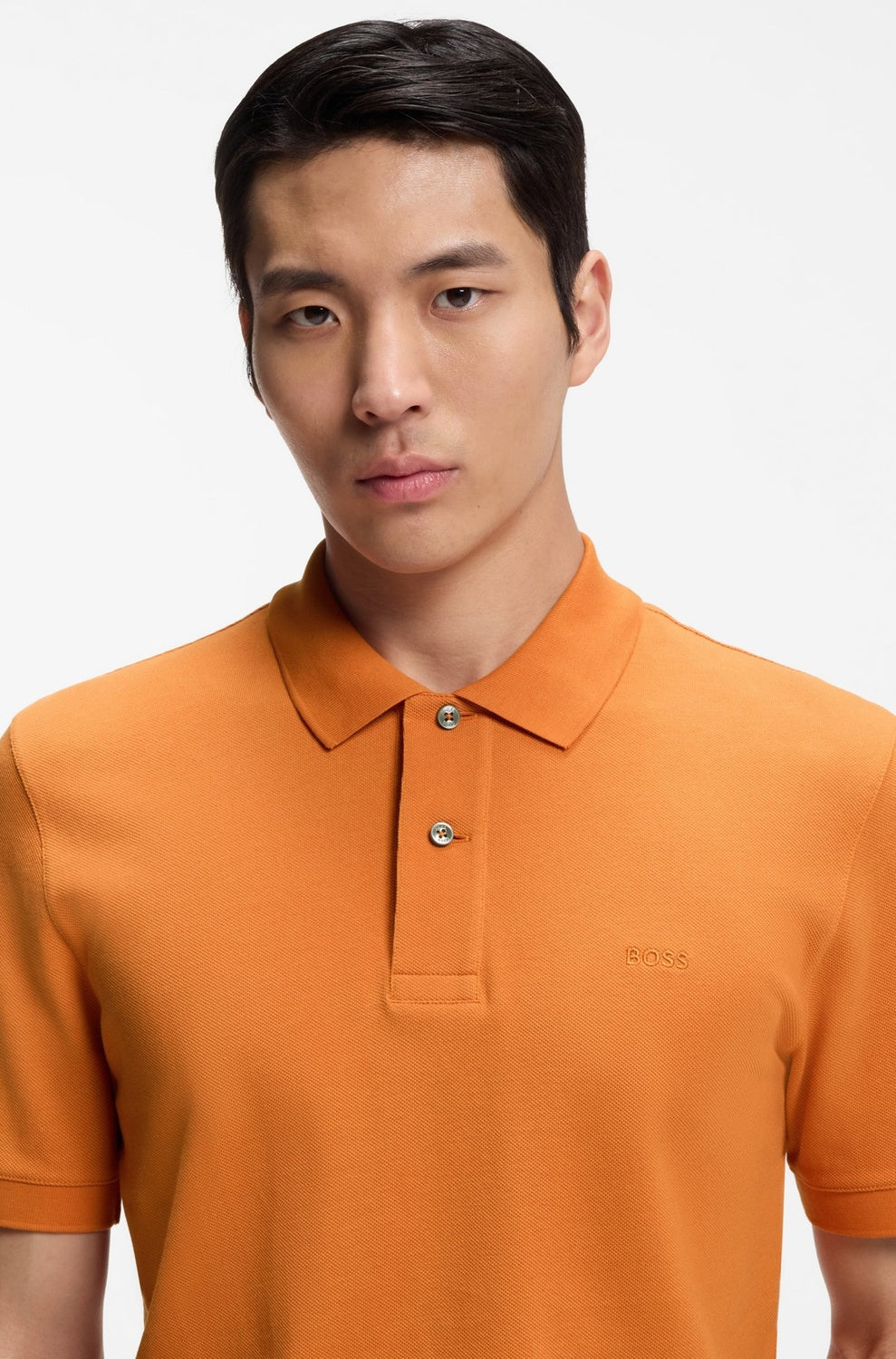 BOSS Pallas Slim-Fit Polo – Oranje-95% katoen, 5% elastaan-HEREN POLO'S & T-SHIRTS-Oranje