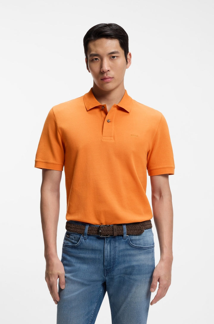 BOSS Pallas Slim-Fit Polo – Oranje-95% katoen, 5% elastaan-HEREN POLO'S & T-SHIRTS-Oranje