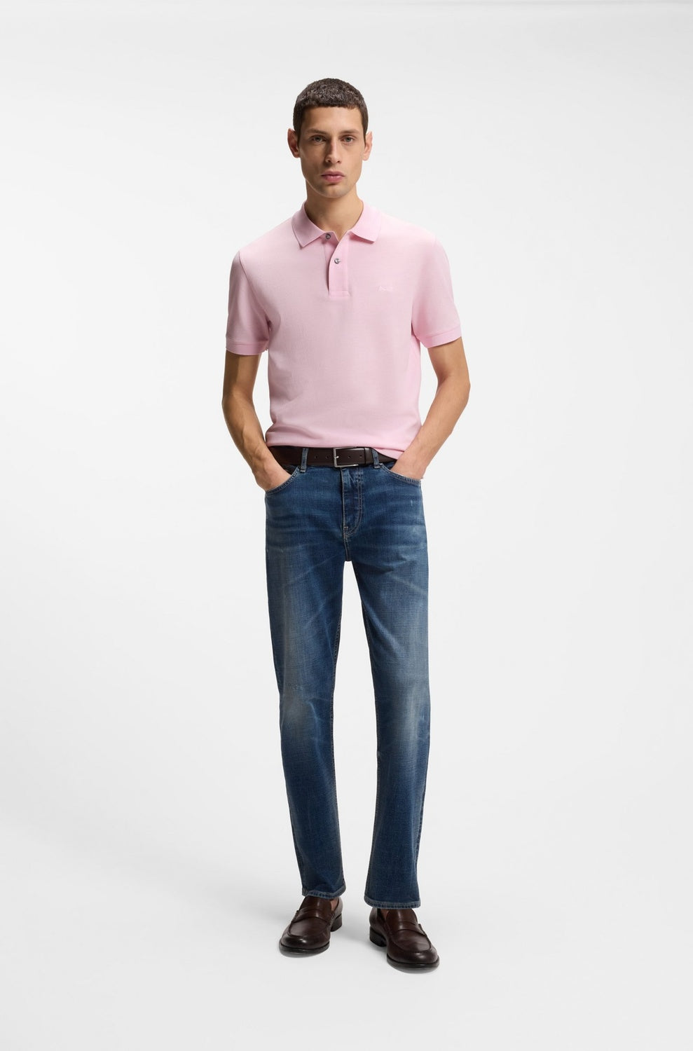 BOSS Pallas Slim-Fit Polo – Roze-95% katoen, 5% elastaan-HEREN POLO'S & T-SHIRTS-Roze