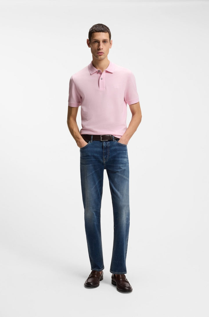 BOSS Pallas Slim-Fit Polo – Roze-95% katoen, 5% elastaan-HEREN POLO'S & T-SHIRTS-Roze