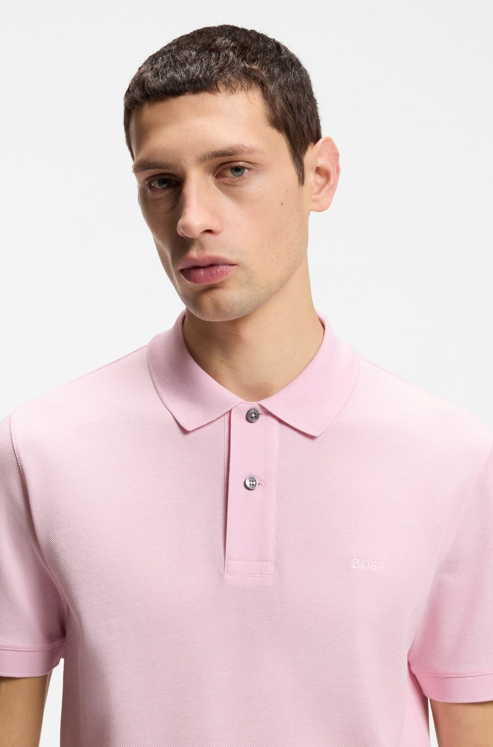 BOSS Pallas Slim-Fit Polo – Roze-95% katoen, 5% elastaan-HEREN POLO'S & T-SHIRTS-Roze