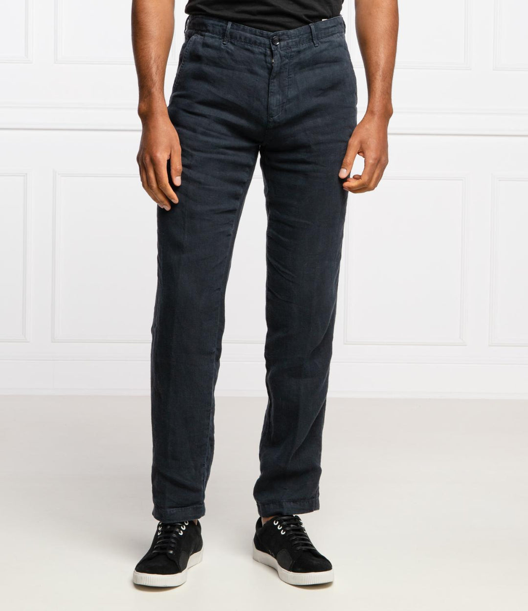 BOSS pantalon CRIGAN-100% linnen-HEREN BROEKEN-Blauw