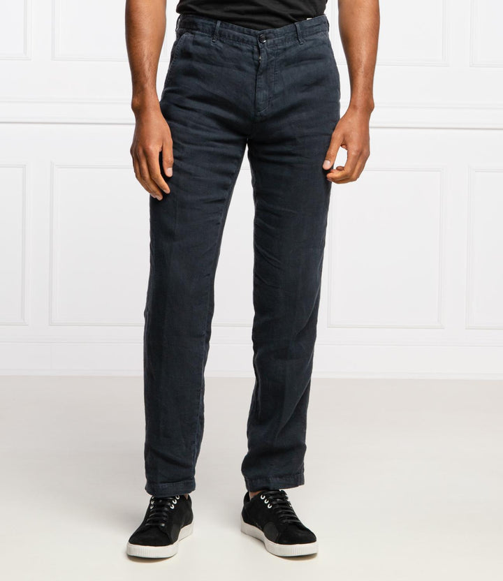 BOSS pantalon CRIGAN-100% linnen-HEREN BROEKEN-Blauw