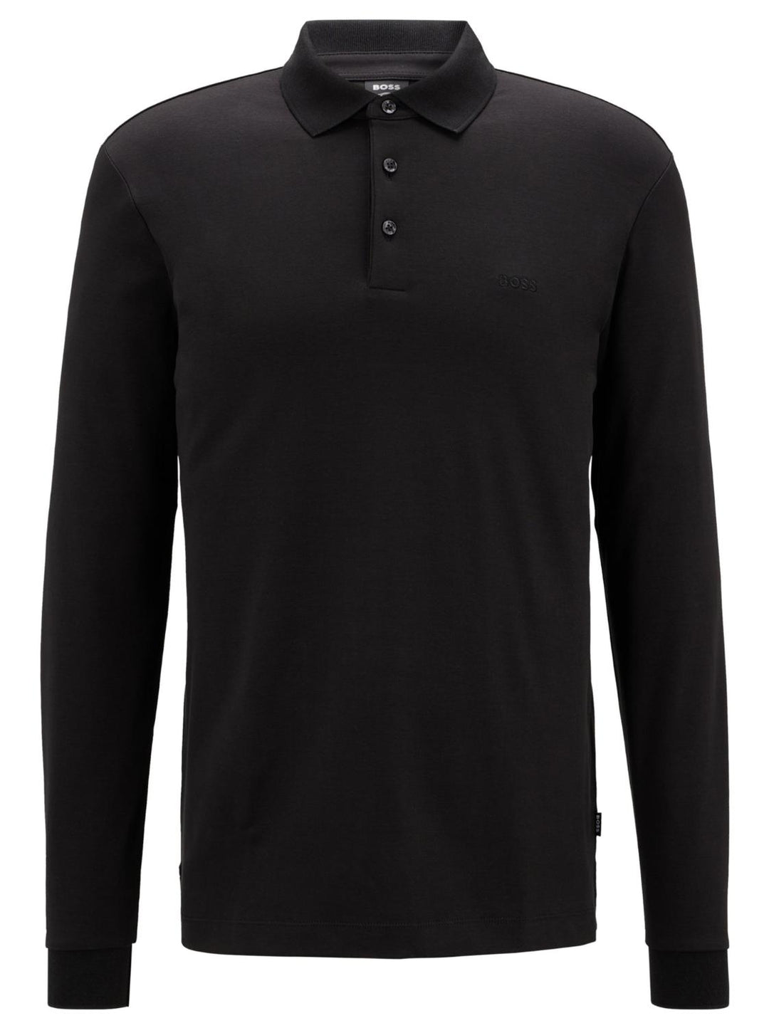 BOSS polo PADO lange mouw-100% Katoen, Kraag: 99% Katoen, 1% Elastan-HEREN POLO'S & T-SHIRTS-Zwart