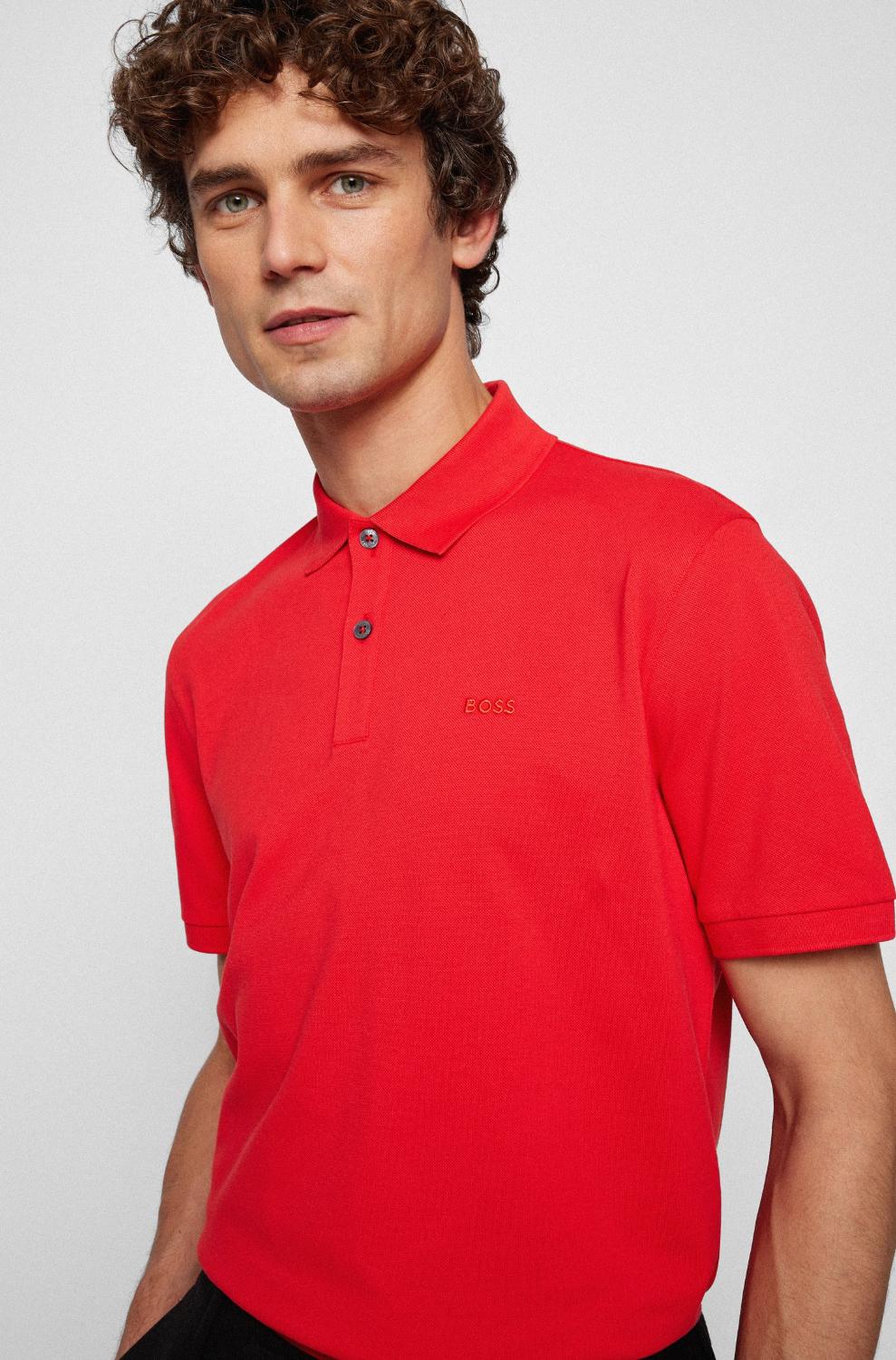 BOSS polo PALLAS regular fit-100% katoen-HEREN POLO'S & T-SHIRTS-Rood