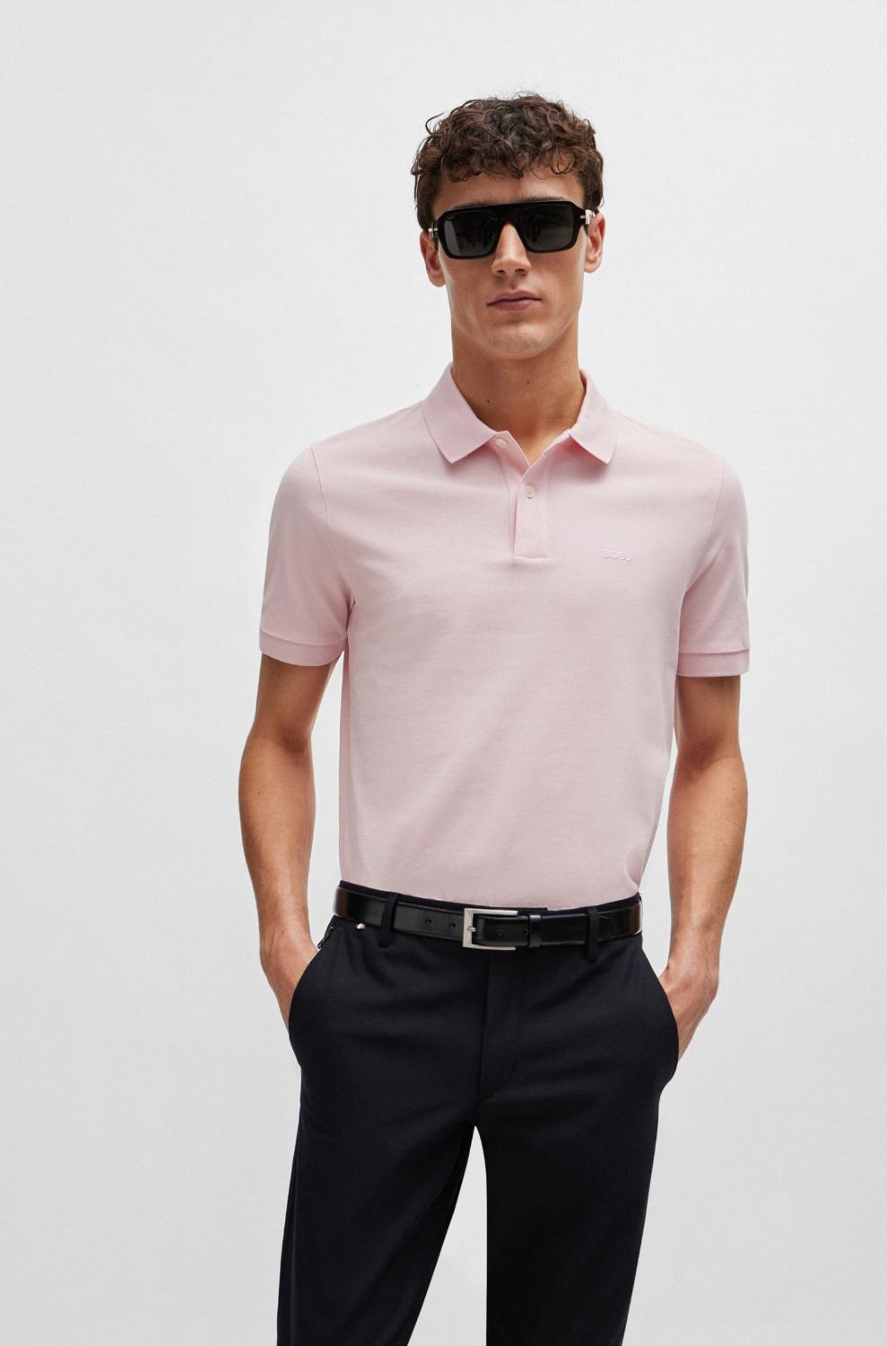 BOSS polo Pallas regular fit-100% katoen-HEREN POLO'S & T-SHIRTS-Roze
