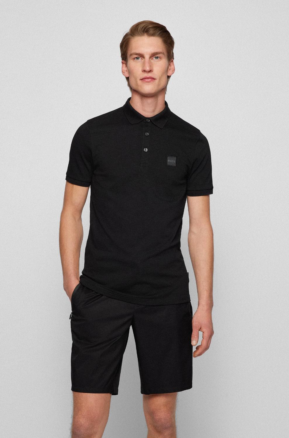 BOSS polo Passenger slim fit-97% katoen, 3% elasthaan-HEREN POLO'S & T-SHIRTS-Zwart
