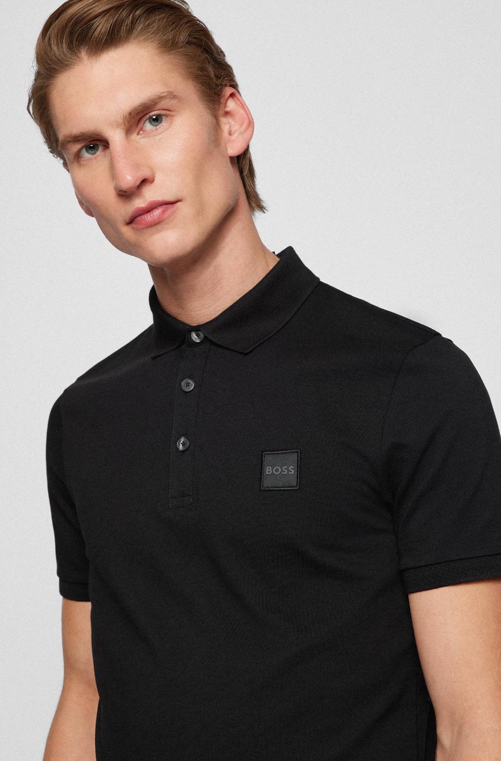 BOSS polo Passenger slim fit-97% katoen, 3% elasthaan-HEREN POLO'S & T-SHIRTS-Zwart