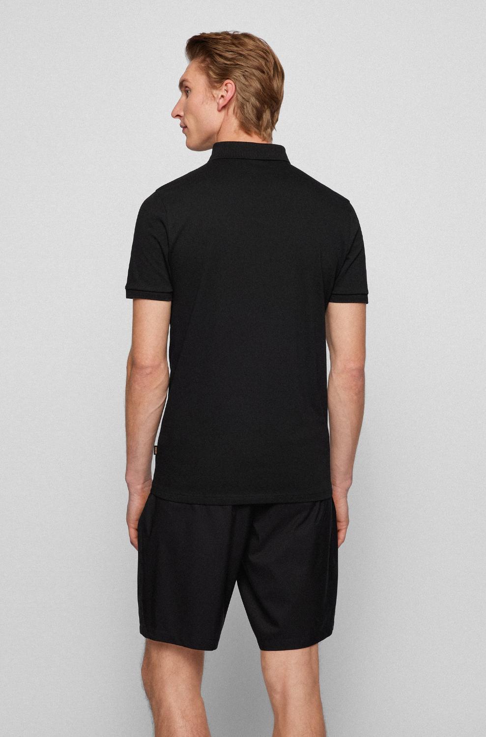 BOSS polo Passenger slim fit-97% katoen, 3% elasthaan-HEREN POLO'S & T-SHIRTS-Zwart