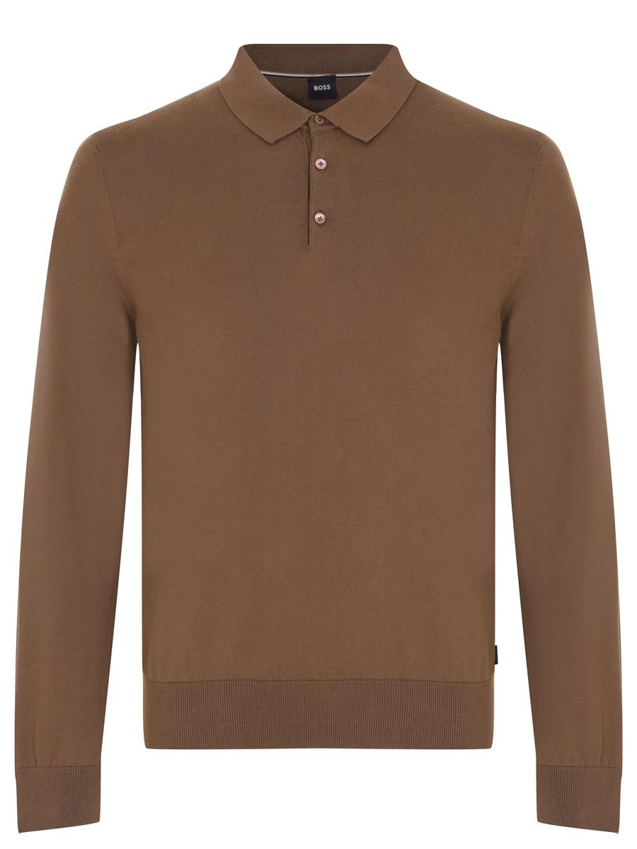 BOSS pullover met polokraag-100% katoen-HEREN TRUIEN & VESTEN-Bruin