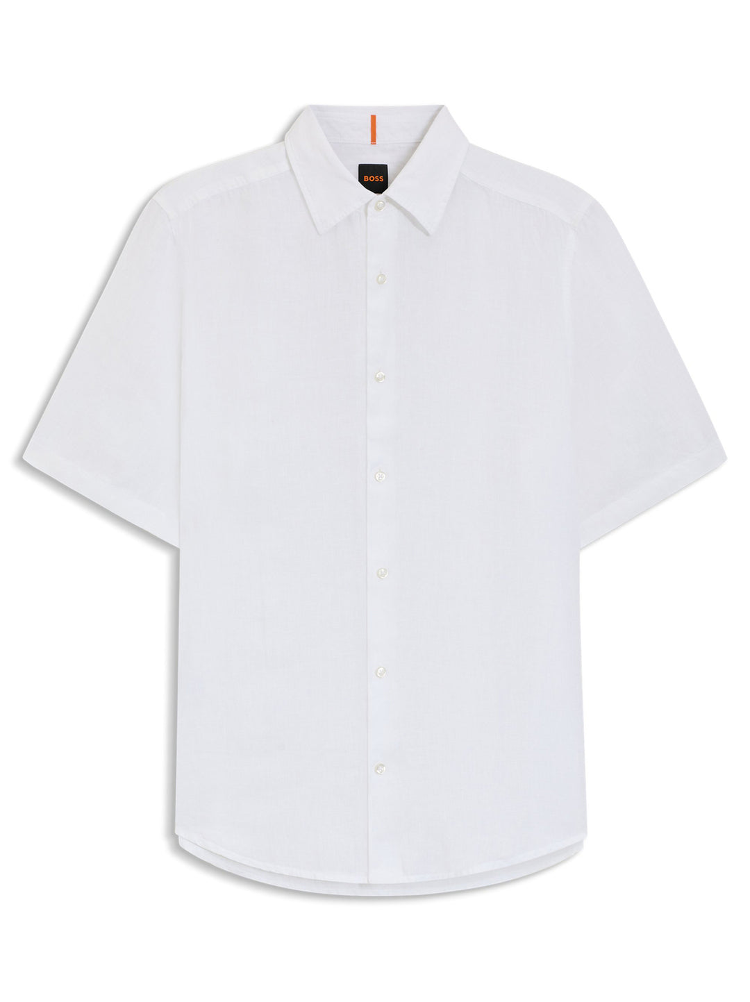 BOSS Rash linnen overhemd korte mouw – Wit-100% linnen-HEREN SHIRTS-Wit