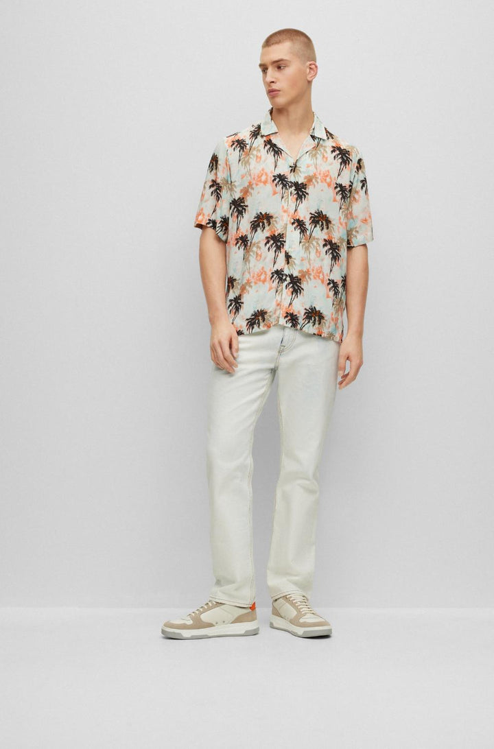 BOSS regular fit overhemd-100% viskose-HEREN SHIRTS-Blauw