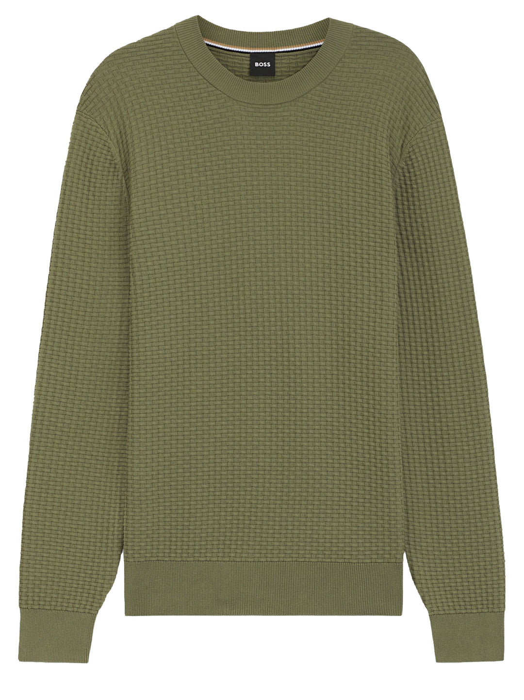 BOSS Regular Fit Trui Ronde Hals – Groen-100% katoen-HEREN TRUIEN & VESTEN-Groen