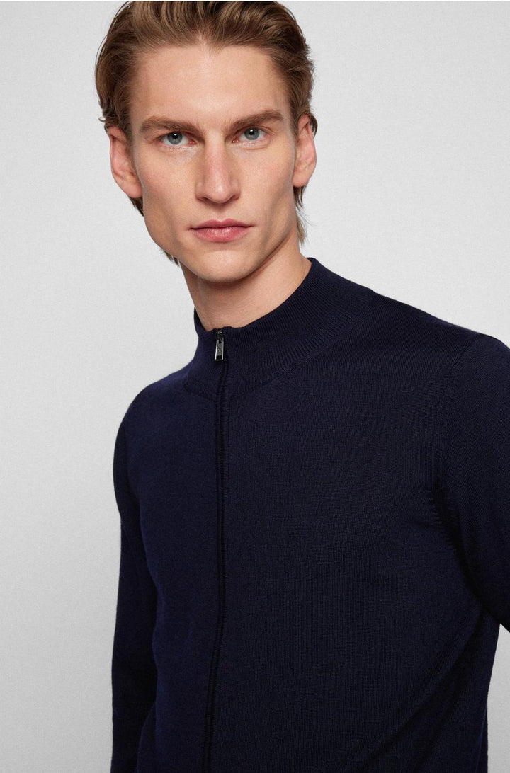 BOSS regular fit vest Balonso-100% wol-HEREN TRUIEN & VESTEN-Blauw