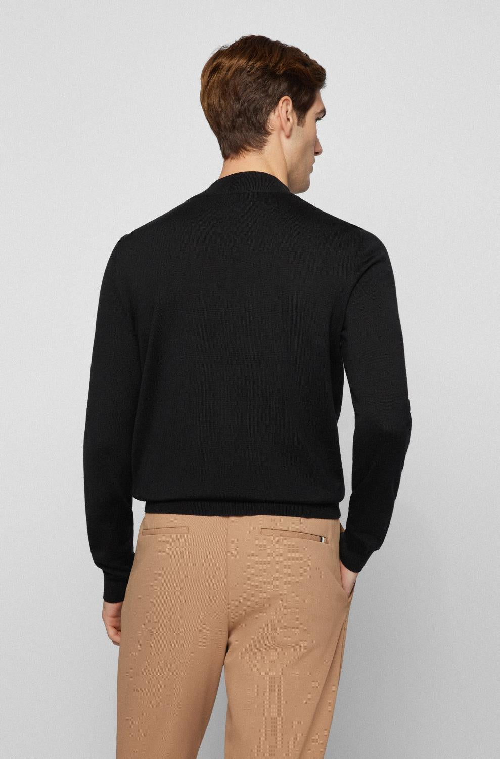 BOSS Regular fit vest Balonso-100% wol-HEREN TRUIEN & VESTEN-Zwart