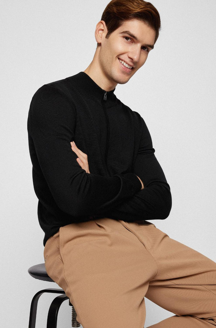 BOSS Regular fit vest Balonso-100% wol-HEREN TRUIEN & VESTEN-Zwart