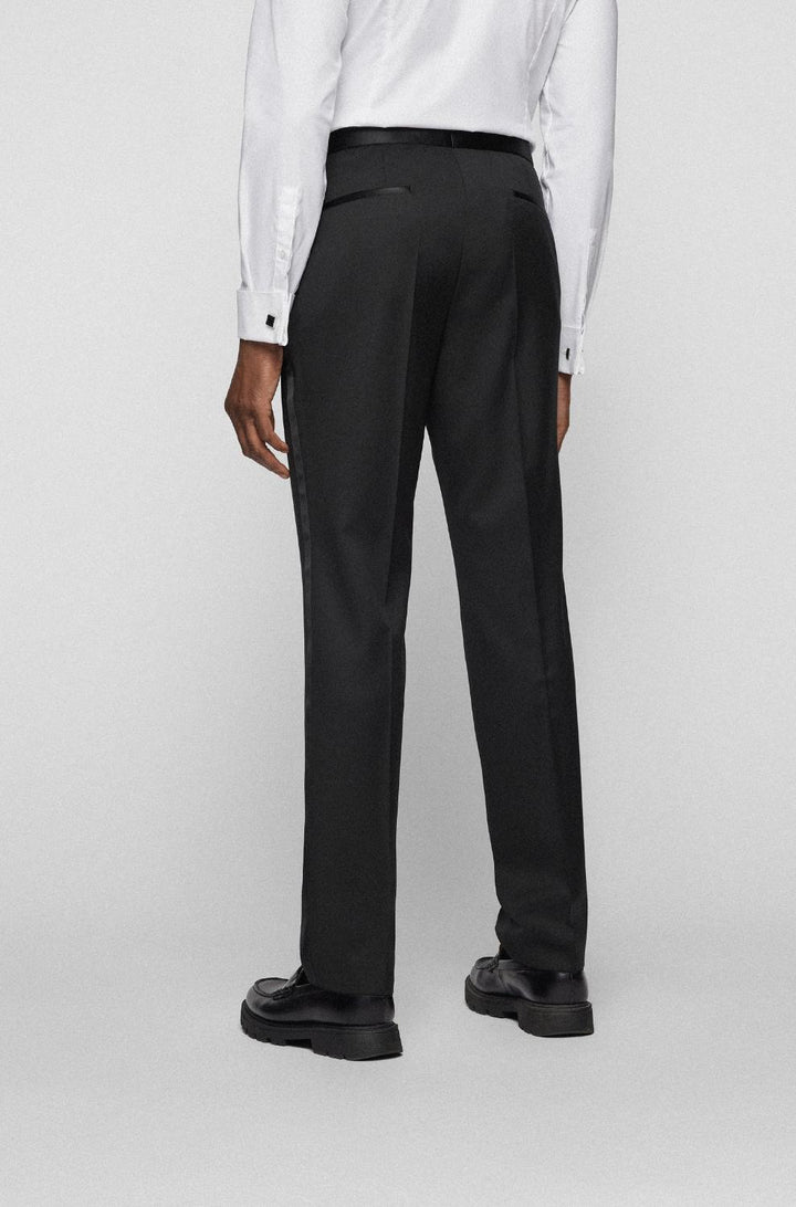 BOSS regular smokingpantalon-100% Scheerwol, Tailleband: 78% Zijde, 22% Polyester, Knie voering : 100% Viscose-HEREN GELEGENHEIDSKLEDING-Zwart