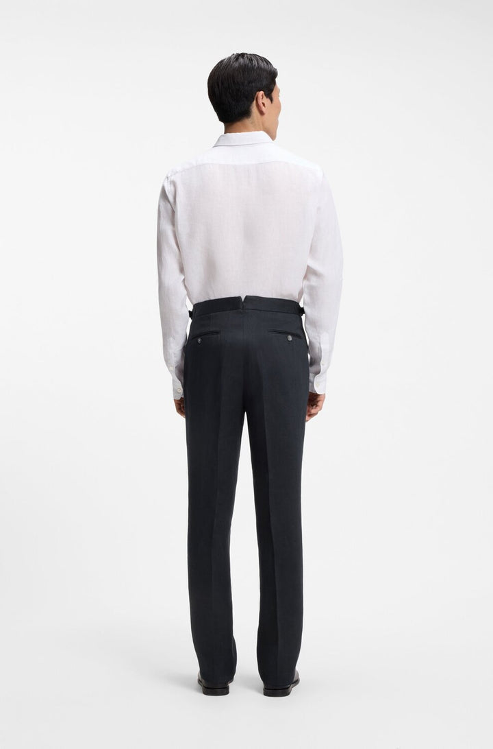 BOSS Relaxed-fit broek van linnen - Blauw -100% linnen-HEREN BROEKEN-Blauw