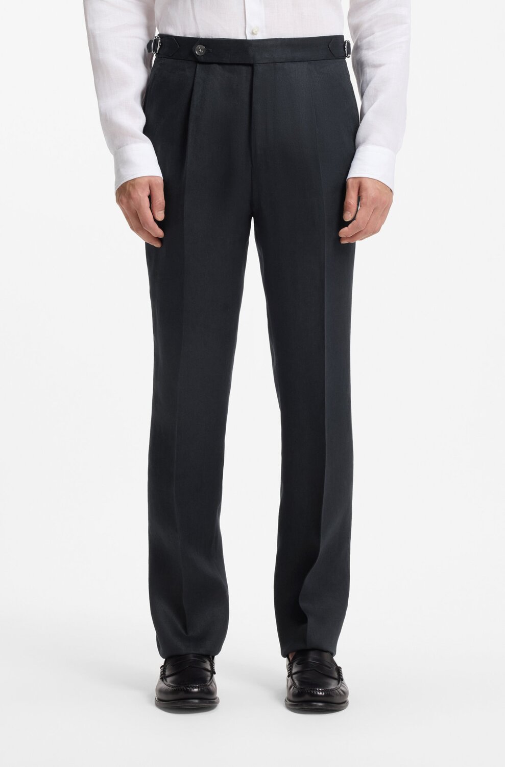 BOSS Relaxed-fit broek van linnen - Blauw -100% linnen-HEREN BROEKEN-Blauw