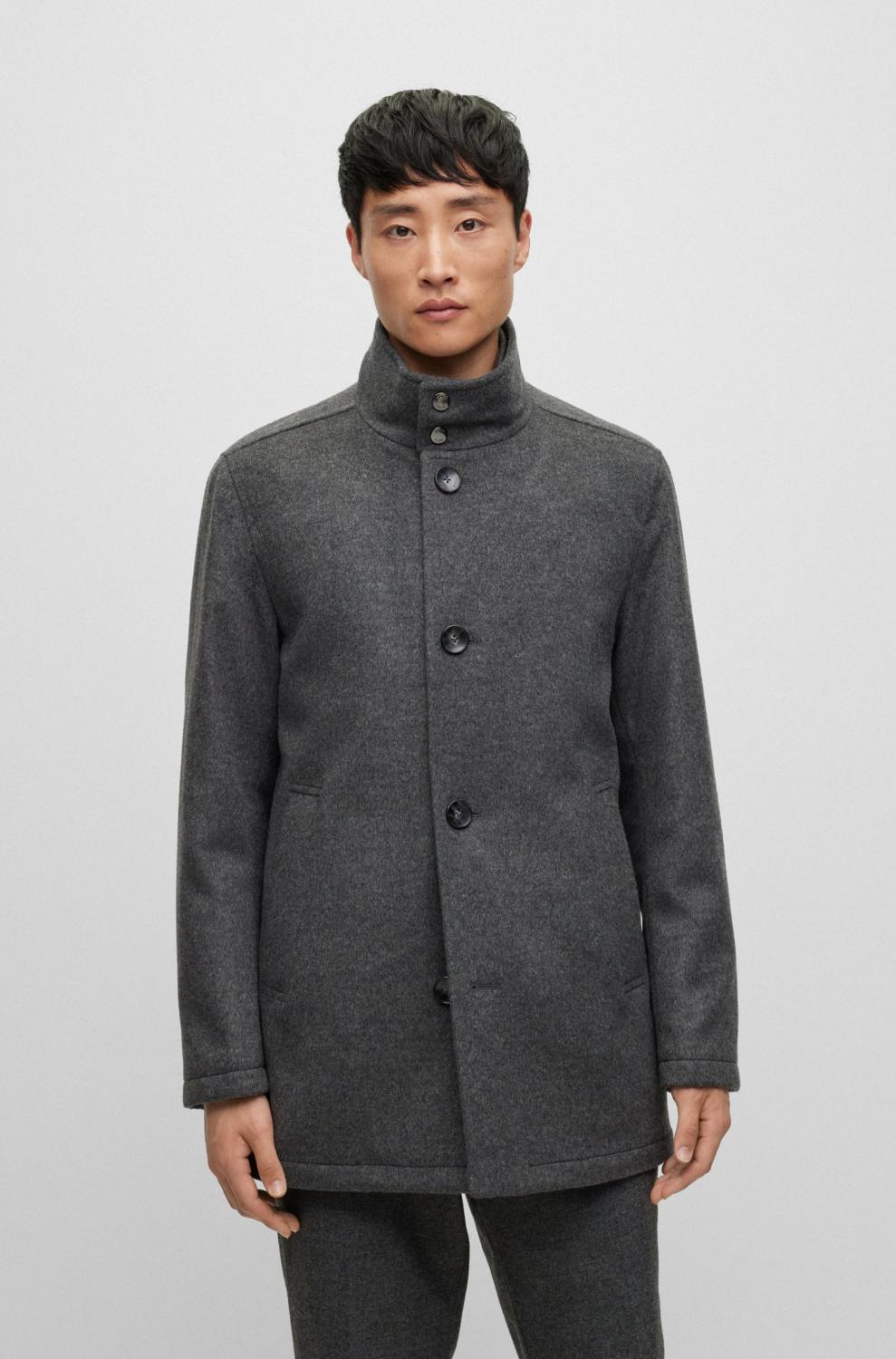 BOSS relaxed fit mantel-90% wol, 10% kashmier-HEREN JASSEN & JACKS-Grijs