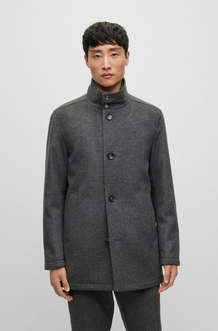 BOSS relaxed fit mantel-90% wol, 10% kashmier-HEREN JASSEN & JACKS-Grijs