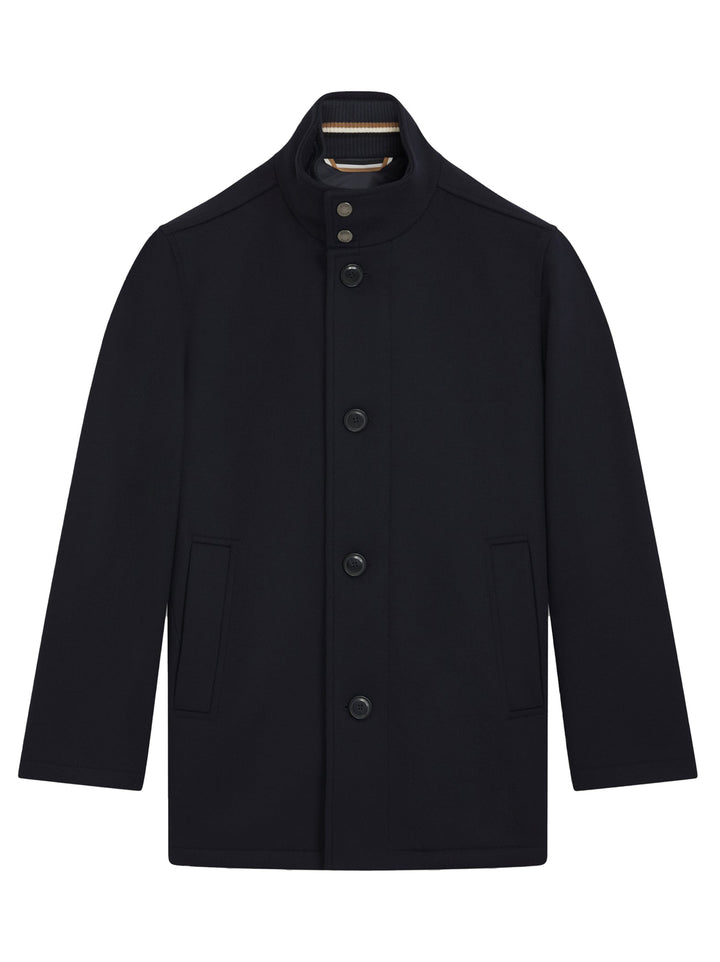 BOSS Relaxed Fit Mantel – Blauw-90% wol, 10% cashmere-HEREN JASSEN & JACKS-Blauw