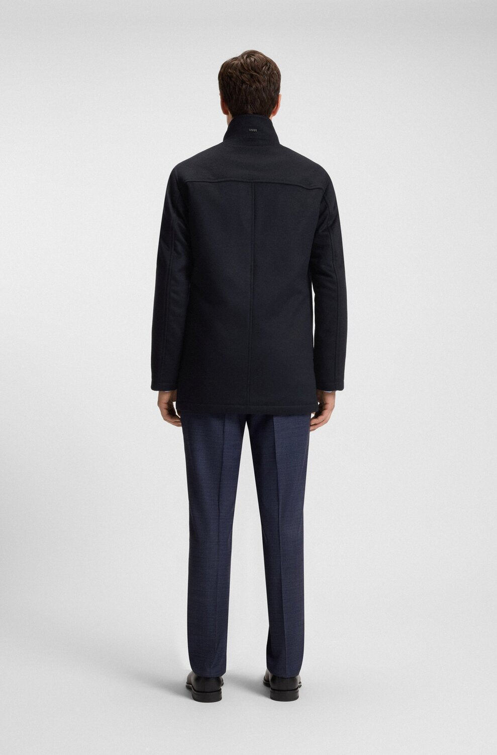 BOSS Relaxed Fit Mantel – Blauw-90% wol, 10% cashmere-HEREN JASSEN & JACKS-Blauw